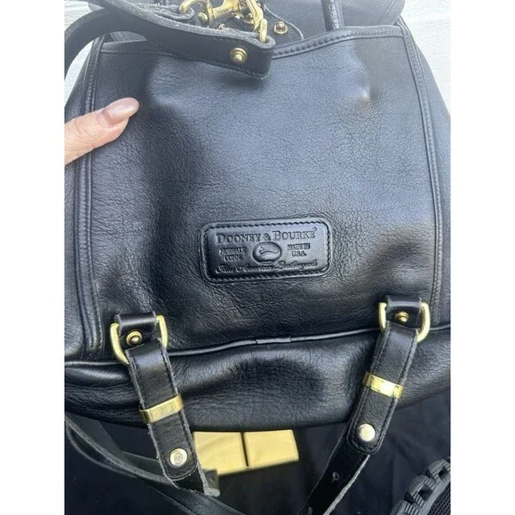 Vintage Dooney & Bourke Canyon Backpack Black Leather USA Duck Bag Purse